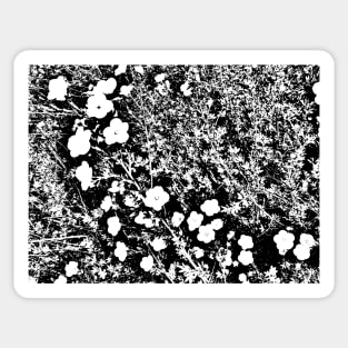 Black and White Floral Bush Design Sticker